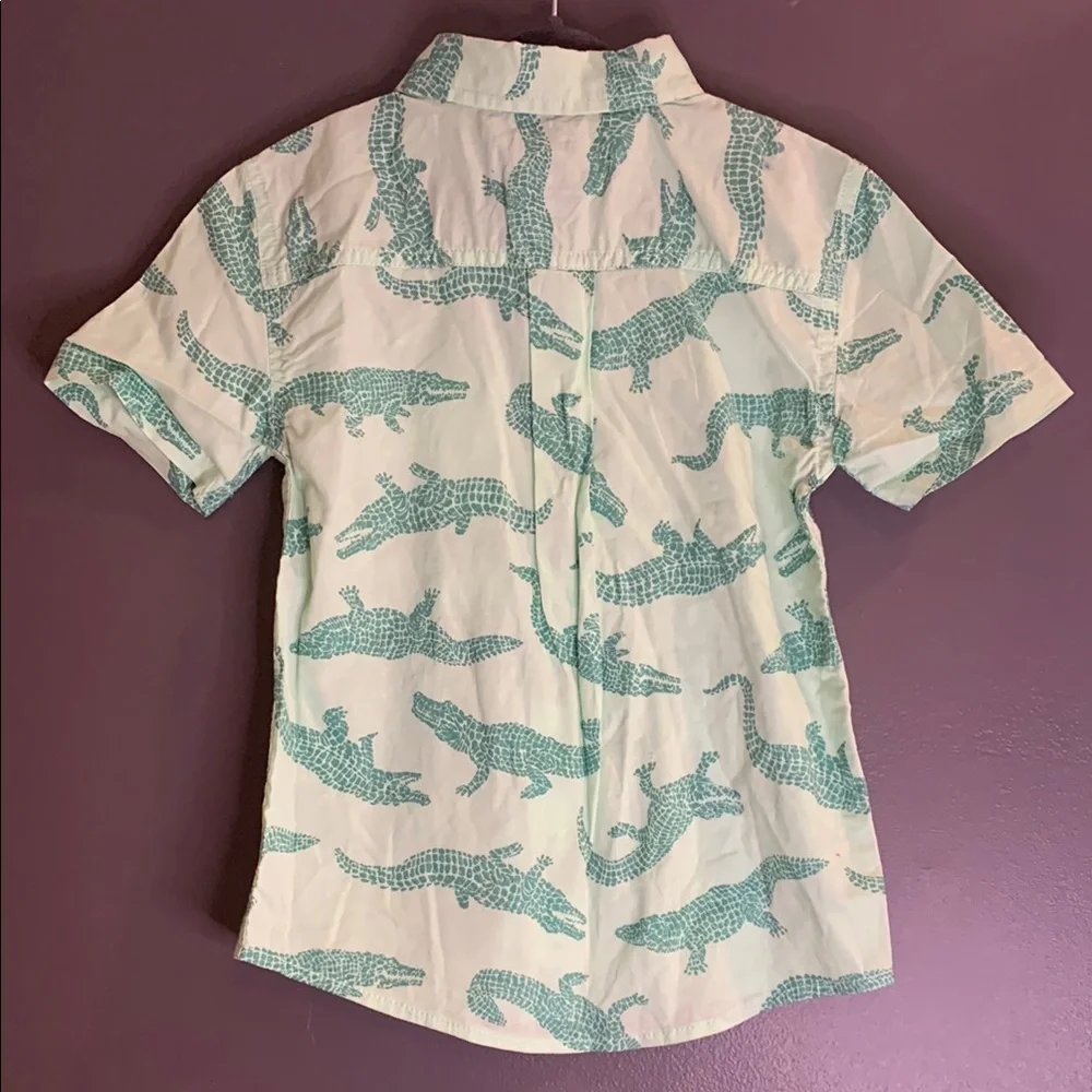 Sonoma Green Button Down Shirt with Dinosaur Print size 6